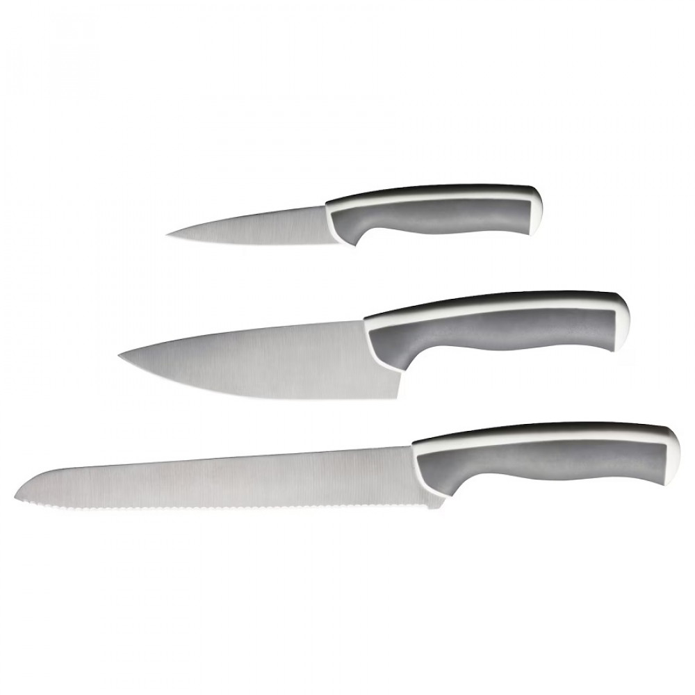 ЭНДЛИГ Набор ножей, 3 штуки,  светло-серый/белый