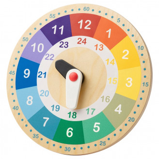 УНДЕРХОЛЛА обучающие деревянные часы, разноцветные, 25 см